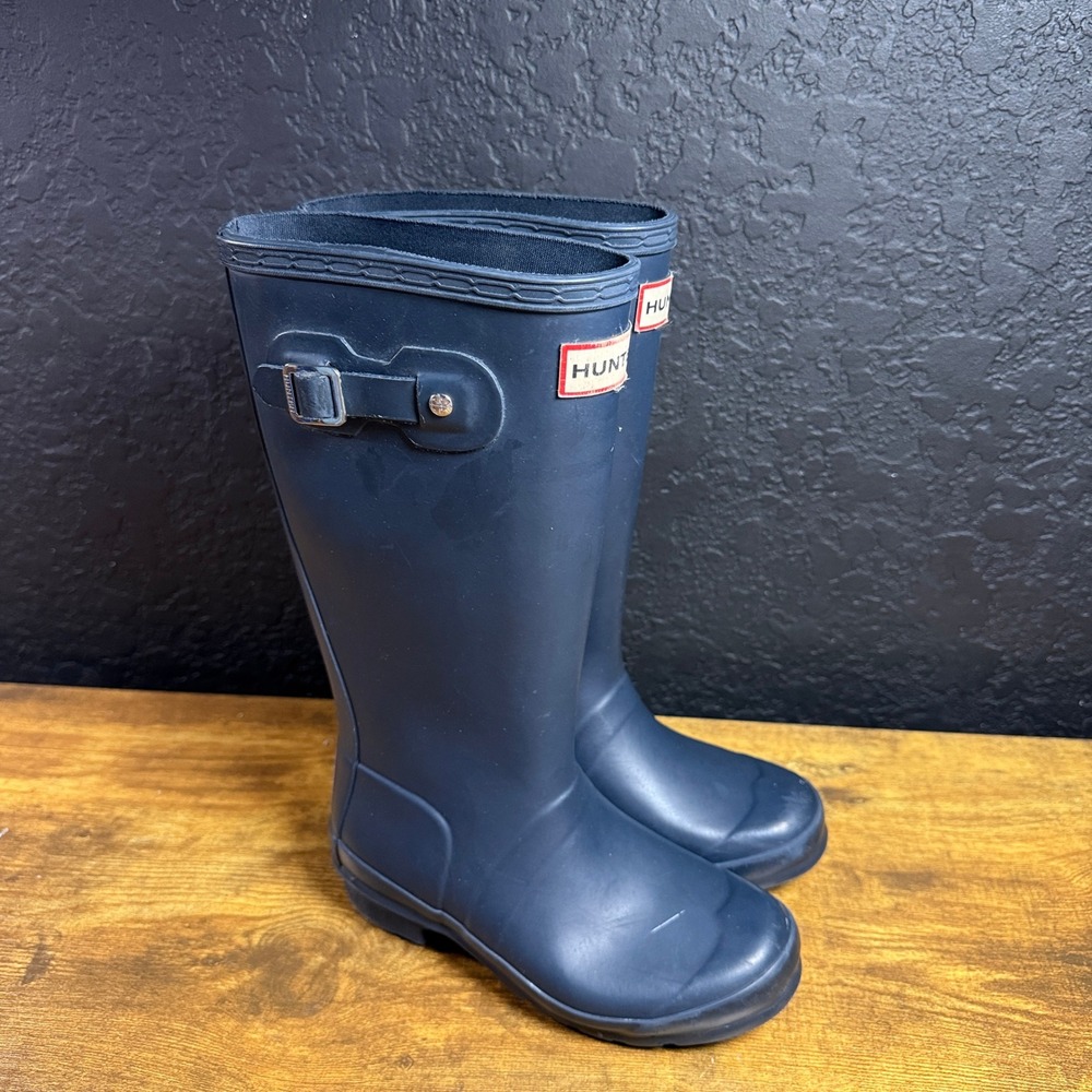 Hunter Original Navy Blue Rubber Rain Boots Kids Size 1 US 32 EU